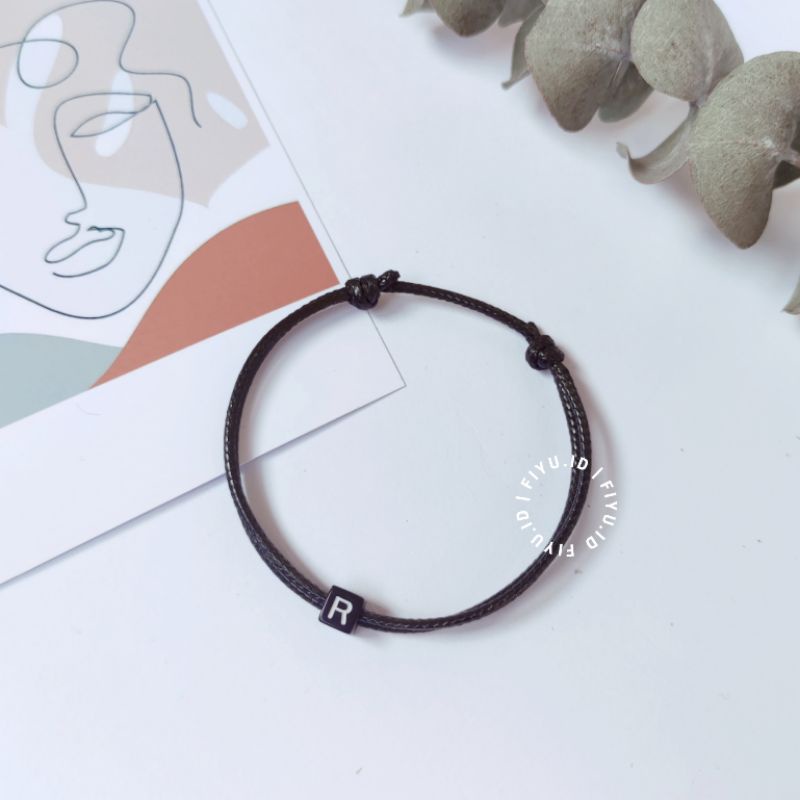 Gelang Tali HURUF INISIAL ( custom INISIAL 1 Huruf ) ( HARGA PER 1 GELANG )