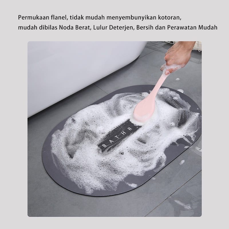 Keset Kaki anti slip Diatomite Terbaru Oval / Keset Lentur Modern Kamar Mandi Lembut