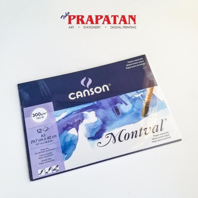 

PERALATAN MENGGAMBAR CANSON MONTVAL A3 COLD PRESS 300GSM 12 SHEETS / WATERCOLOR PAPER PERALATAN