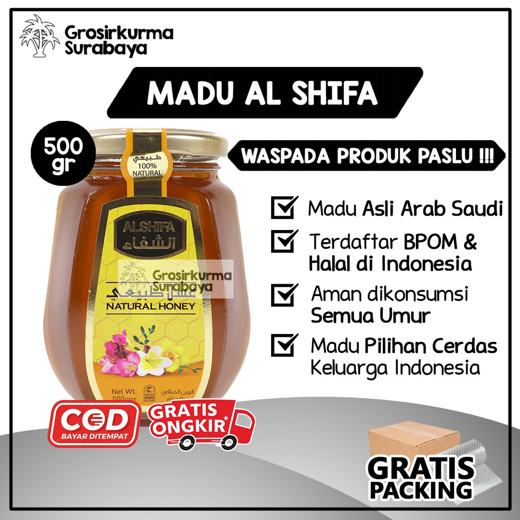 MADU AL SHIFA 500gr Asli Arab Saudi Tanpa Campuran Syifa Untuk Penyembuhan &amp; Peningkat Imun Sarapan