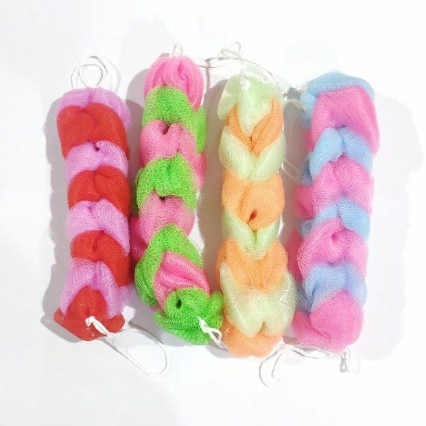 spons mandi kepang panjang busa gosok punggung 22cm long bath sponge shower puff