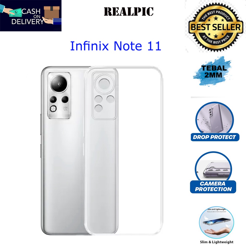 Case INFINIX NOTE 11 Casing Clear HD KETEBALAN 2MM BENING TRANSPARAN TPU Premium Softcase