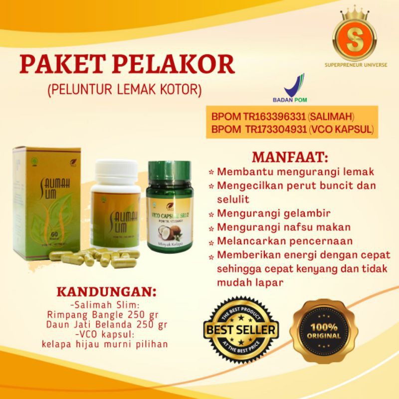 TERLARIIIS  PAKET PELAKOR (SALIMAH + VICO) JAMU PELANGSING BPOM