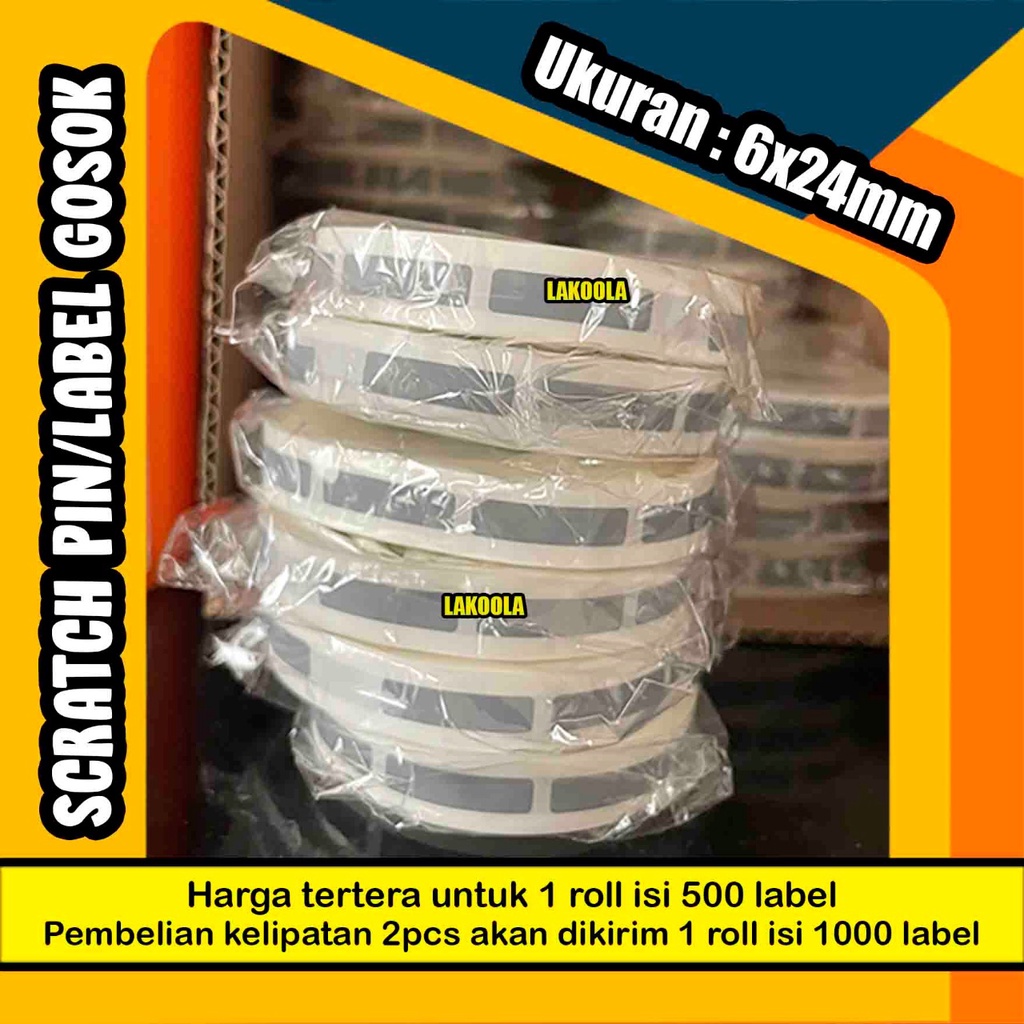 

1000 pcs 6x24 mm Scratch Pin label gosok Sticker Gosok 6x24 mm