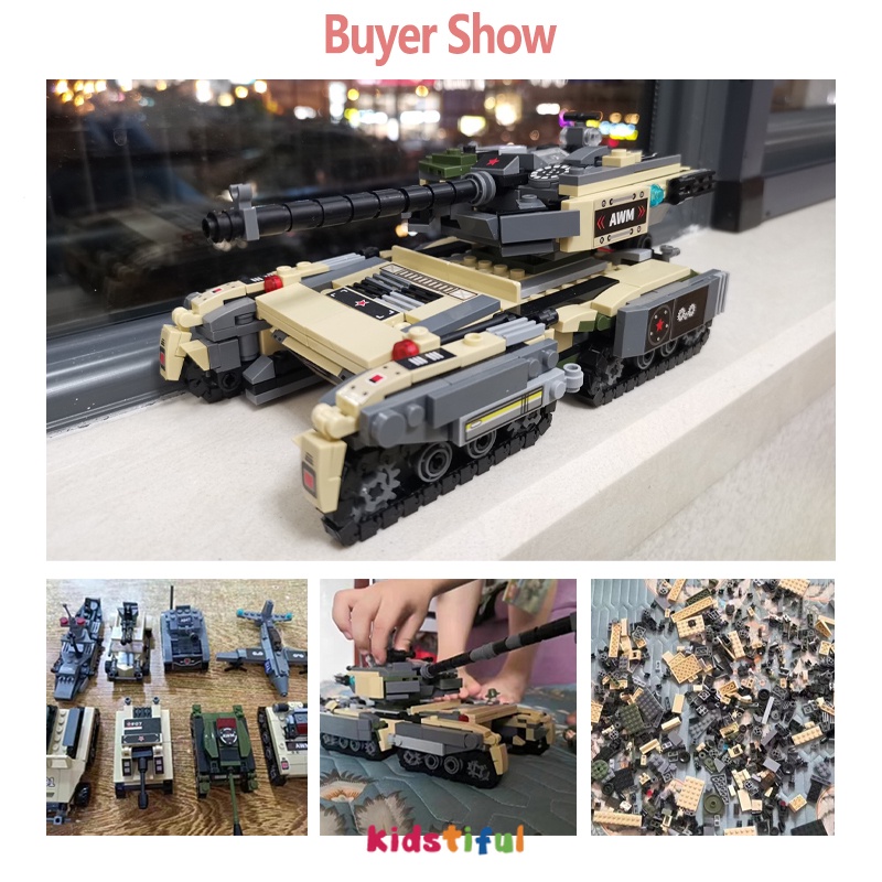 Mainan Anak Laki Laki 1000Pcs Tangki Tank WW2 Mainan Balok Mainan Edukasi