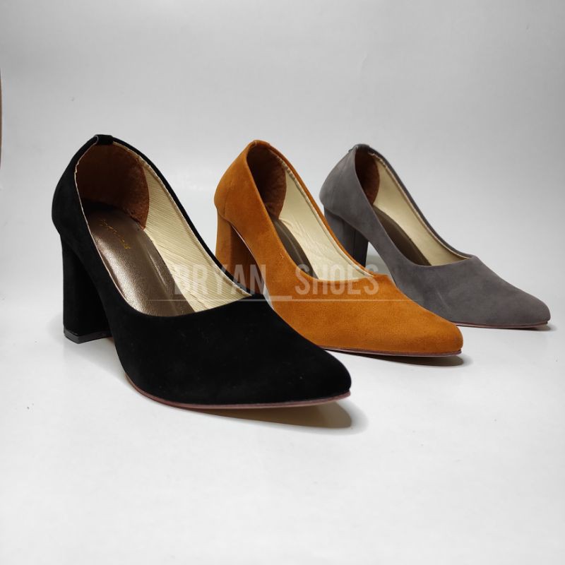 Bryan Alova Pantofel Tahu 9cm Formal Suede BigSize Oversize Jumbo 36-40 41 42 43 Sepatu Kerja Kantor