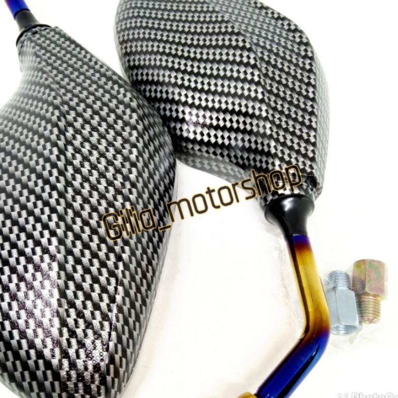 Spion Clik Spion klik Carbon Twotone mirror putih Datar Import Universal Motor