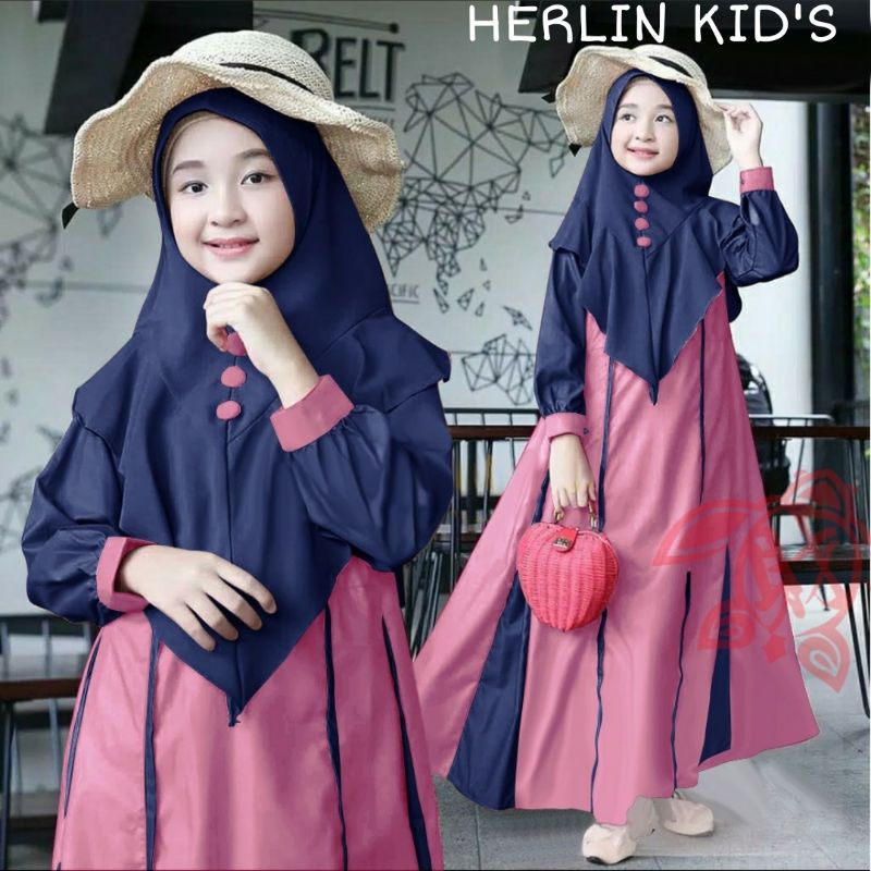 SYARI HERLIN KID ANAK, MOSCREPE, GAMIS HIJAB MUSLIM, DRESS MAXY