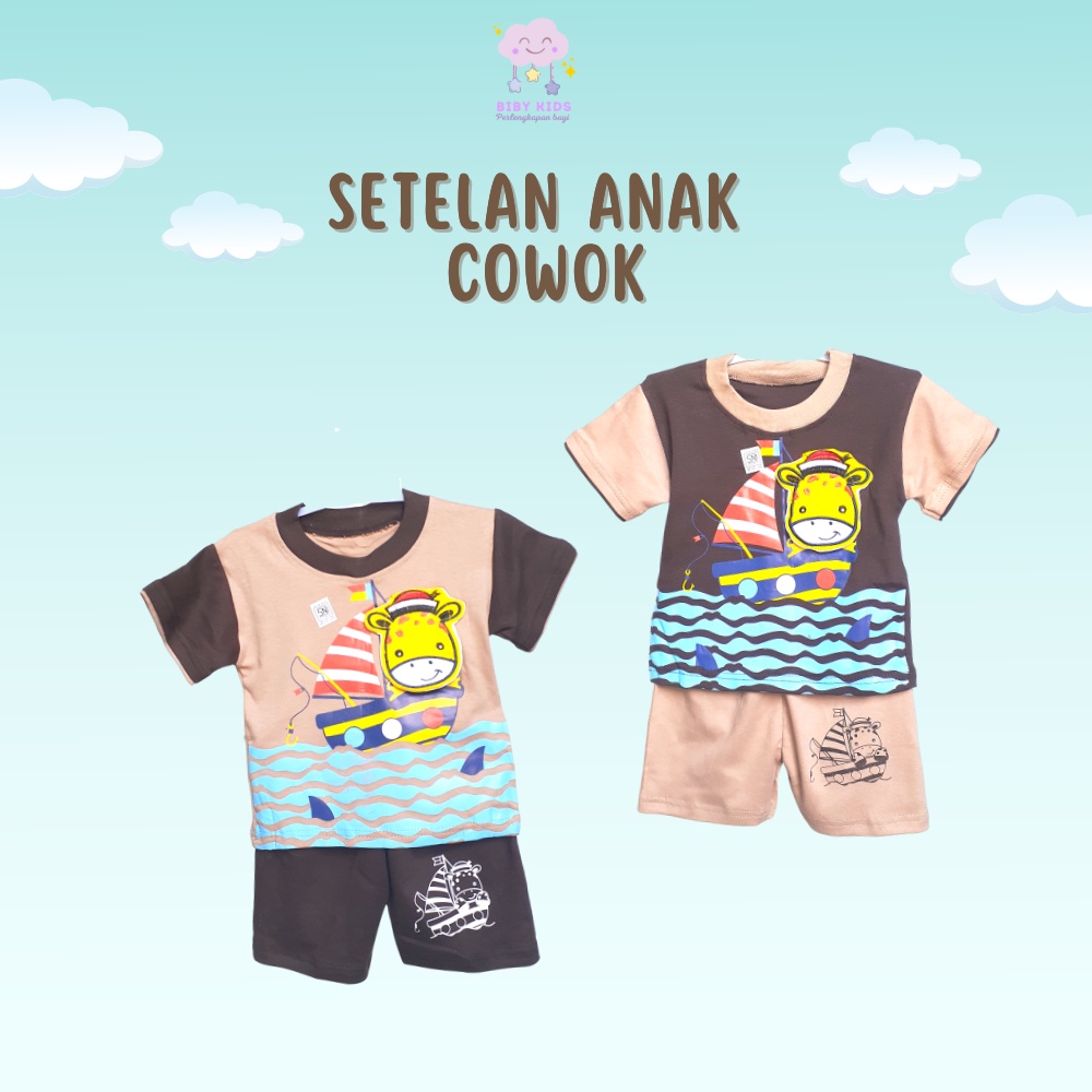 Setelan Bayi Laki-Laki 6-12 Bulan Baju Stelan Baby Boy Motif Karakter Lucu Murah Pakaian Anak Cowok Keren