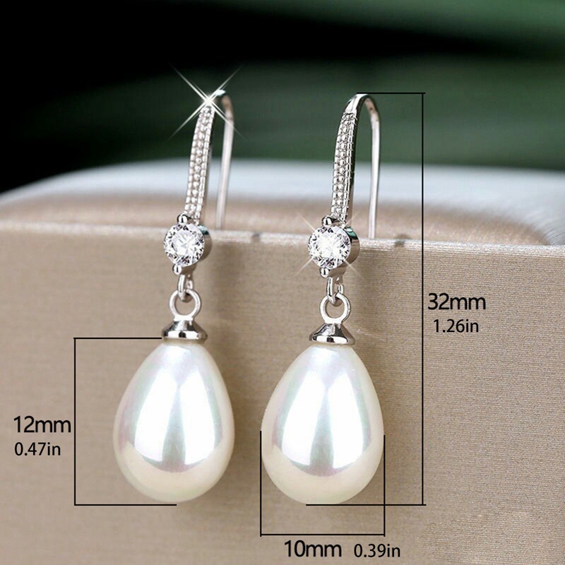 Anting Mutiara Imitasi Warna Silver Untuk Wanita