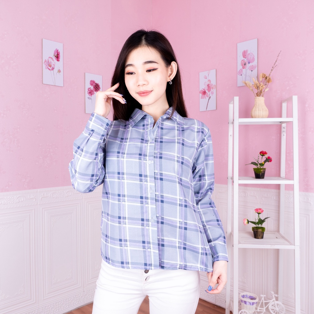 OVERSIZE KEMEJA OSLIN | Kemeja Oversize Wanita - Kemeja Korea - Kemeja Wanita Murah-KTK ABU NEA