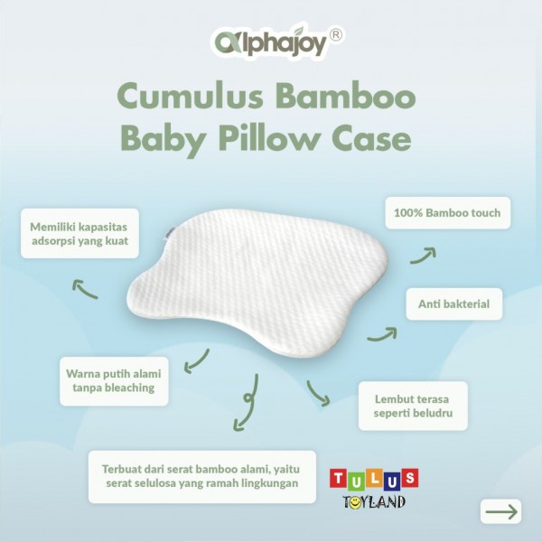 Sarung Bantal Alphajoy CUMULUS Pillow Case Bamboo Organic Cotton Premium Jacquard Wedge Pillowcase Anak Bayi anti alergi halus lembut