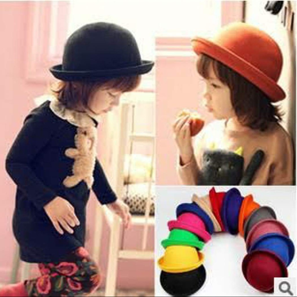 TOPI CAPLIN ANAK BOWLER FEDORA CHAPLIN HAT POLOS