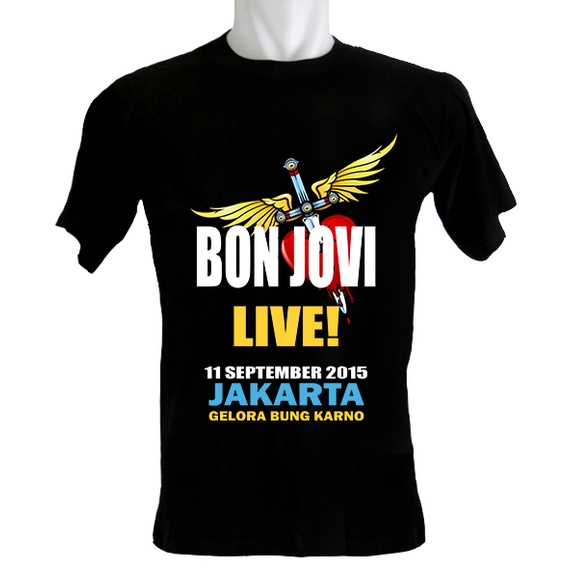 Indoshirt - Kaos Bon Jovi Live Jakarta 2015 - Bahan Katun - Kerah O - Ukuran 3XS sampai dengan 3XL -