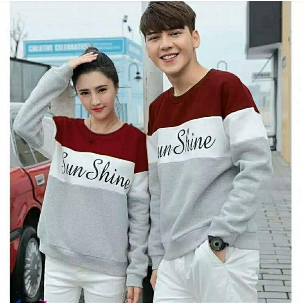 3 UKURAN L XL XXL CP SUNSHINE PAKAIAN COUPLE PASANGAN ATASAN SWEATER SWEETSHIRT FEHM