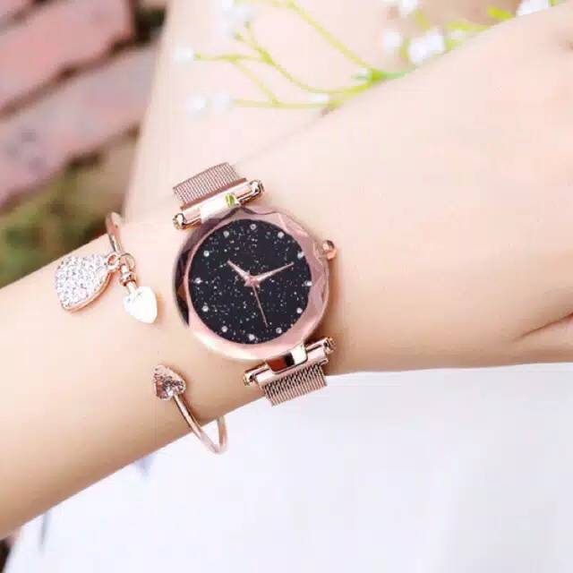 Jam Tangan Wanita Diyoor Permata Diamond Strap Rubber Full Color