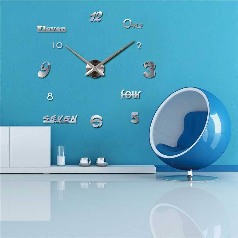 Jam Dinding DIY Giant Wall Clock Quartz Acrylic Huruf dan Angka DIY-02