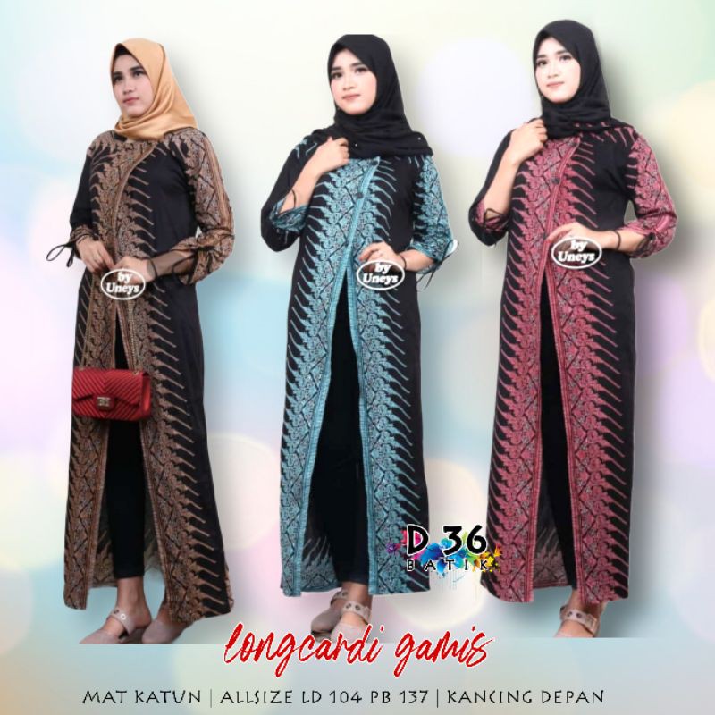 Long cardi gamis katun halus motif modang baju luaran outer wanita ibu remaja cewek elegan modis keren trendi unik tradisionalfashion muslim bolero pabjang murah termurah kerja kekinian terbaru