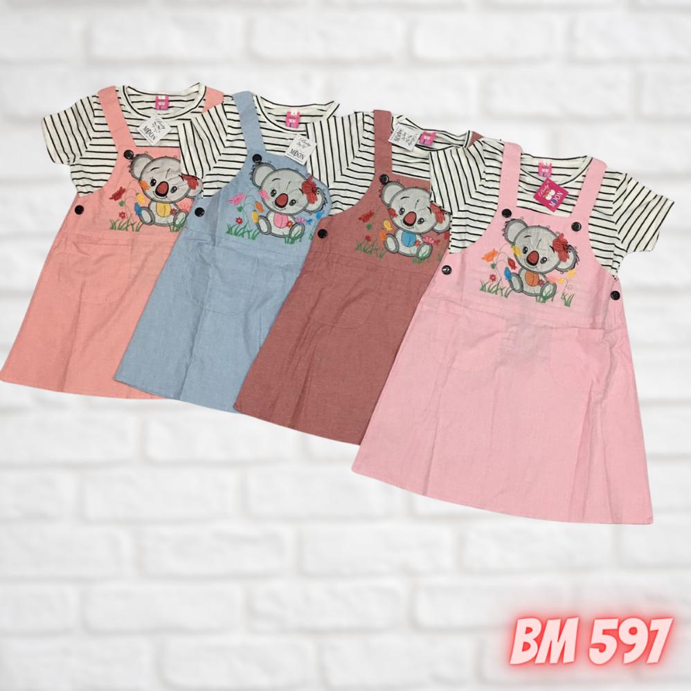 BM597 BAJU PAKAIAN ANAK PEREMPUAN JUMPSUIT DRESS KODOK CUTE BABY MOON GROSIR