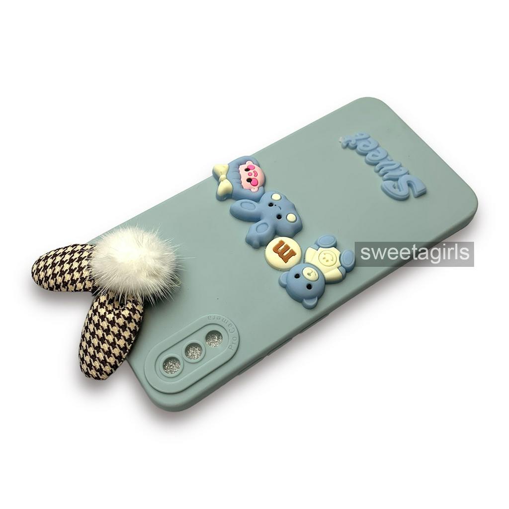 Softcase dengan boneka Timbul 3D untuk Vivo Y91C / Y1s ( Sama ) - Sweetacase.id - Casing Lucu - Kesing Cewek - Casing Lembut - Aksesoris Boneka Timbul - Case Bening - Lucu - Gemoy Transparan - Pom pom