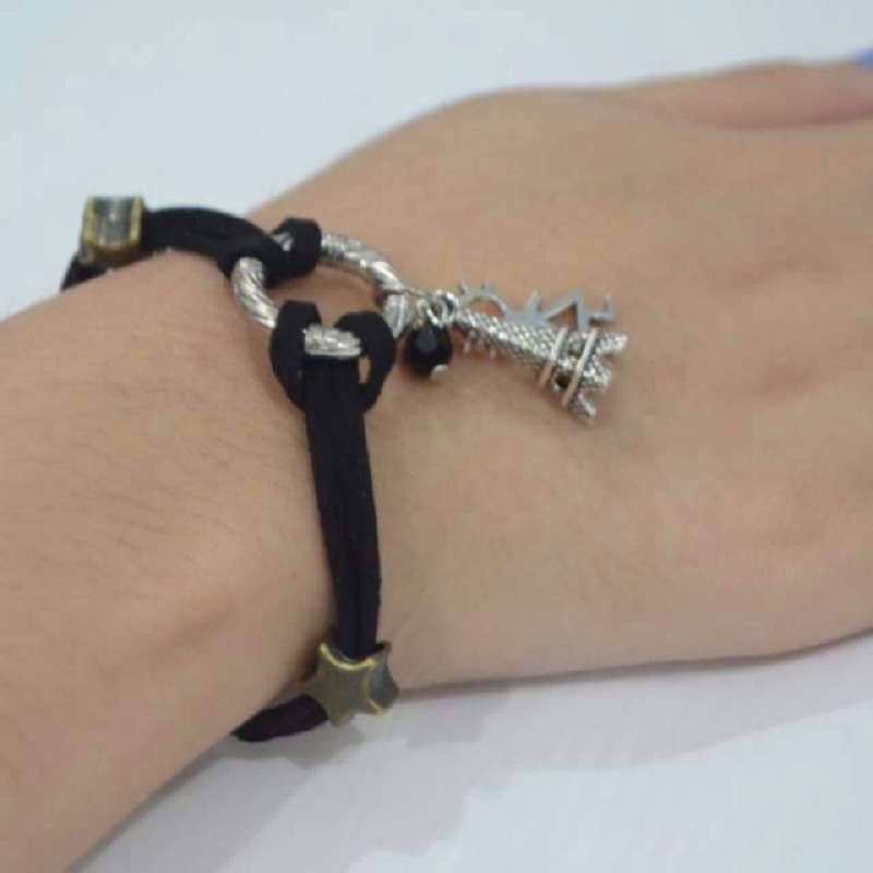 gelang tali hitam paris gelang tangan eiffel