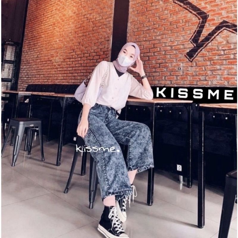 CELANA JEANS BAWAHAN HIGHTWAIST  / KULOT HITAM PUTIH MOCCA SNOW