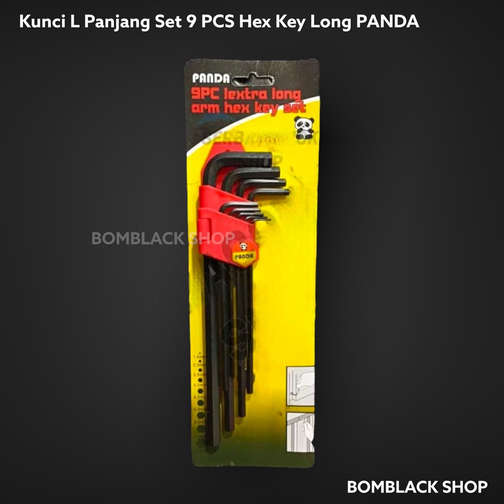 PANDA Kunci L Panjang Set 9pcs Hex Key Long CRV promo HITAM