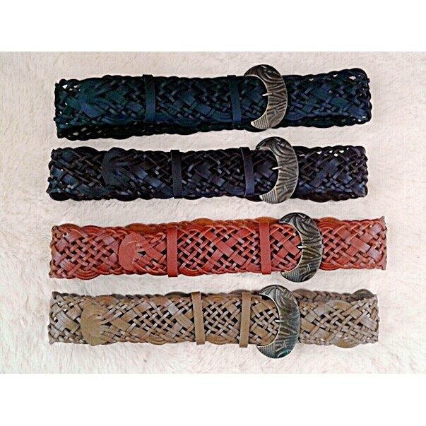 Gesper kepang semi kulit jumbo.ikat pinggang sabuk fashion wanita.