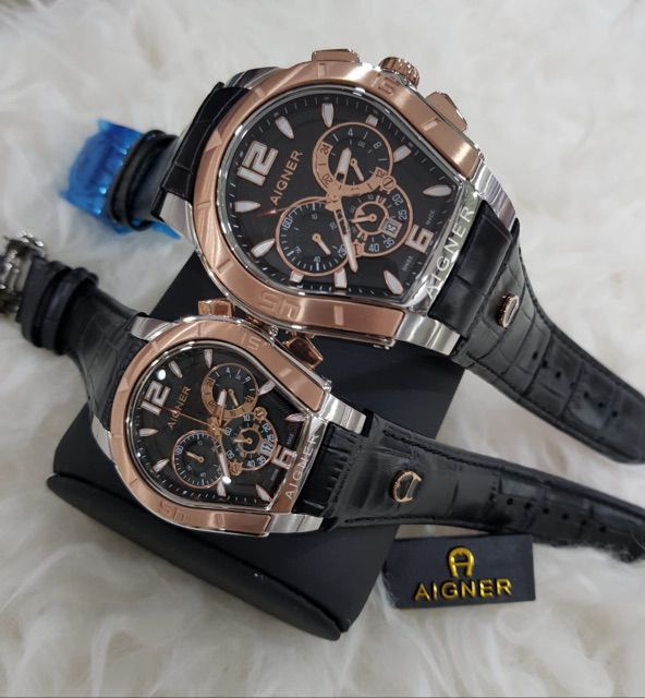 Jam tangan Aigner type palermo couple strap Leather/kulit Grade orignal