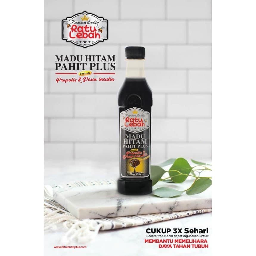 Madu Hitam Pahit Ratu Lebah + Propolis & Daun Insulin - Ratu Lebah