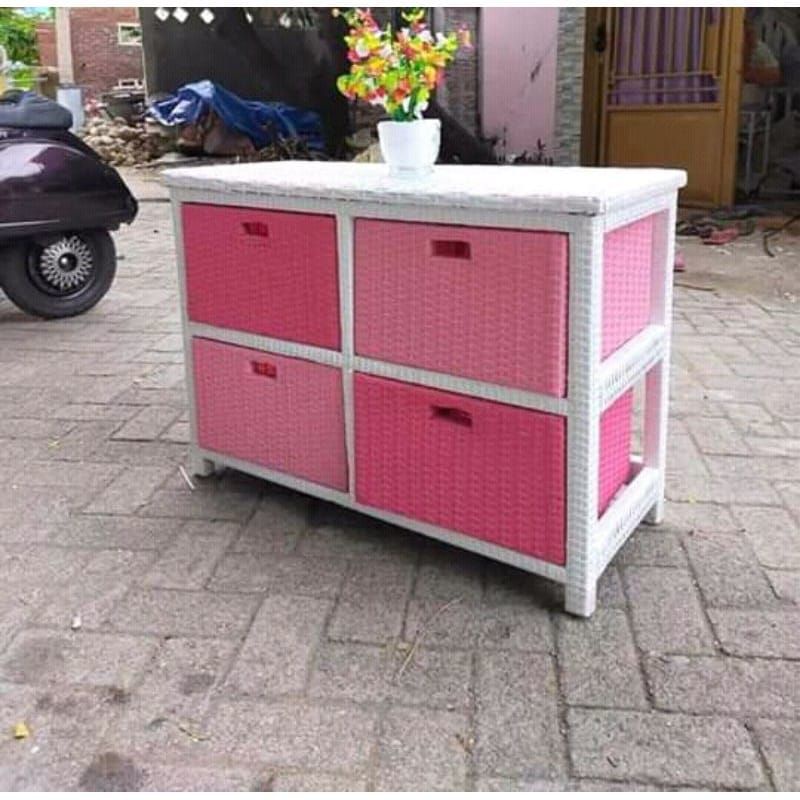 lemari laci rotan sintetis 4 laci