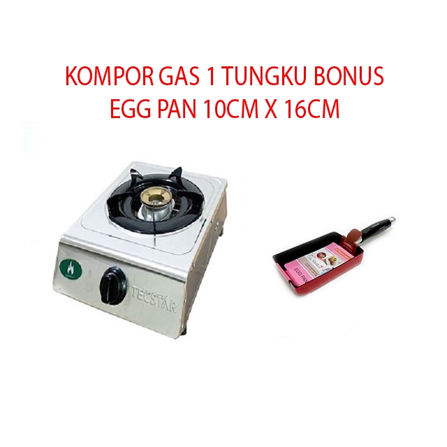 Kompor Gas 1 Tungku Bonus Egg Pan Mini 10x16cm Anti Lengket