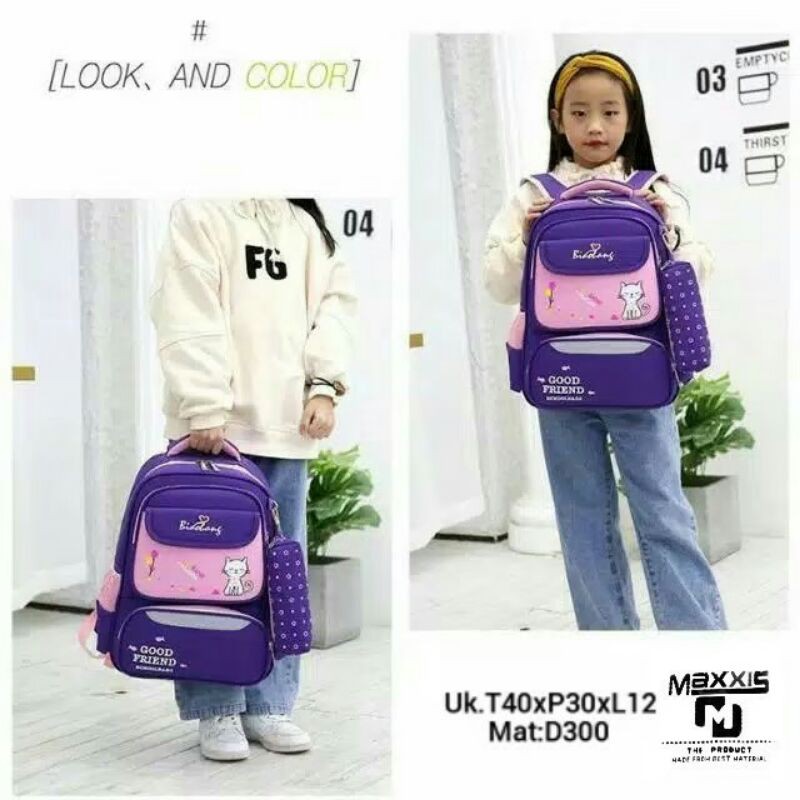 Tas Anak Ransel Anak Perempuan Tas Sekolah Sd Cat Love