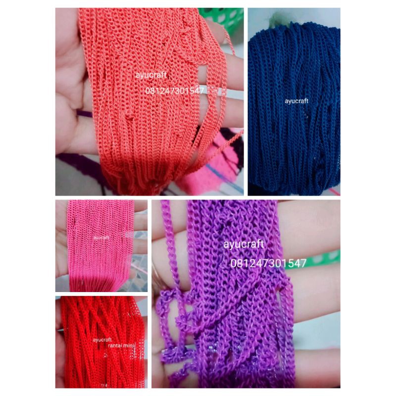 rantai warna uk 0,6 berbagai wrn hitam,pink,ungu,biru,dll..ready 5wrn sesuai gmbr..jual/m dan/5mya