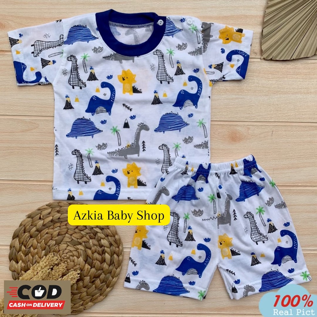 Setelan Piyama Baju Tidur Bayi Motif Dino Baju Anak Baju Tidur Usia 3-12 Bulan