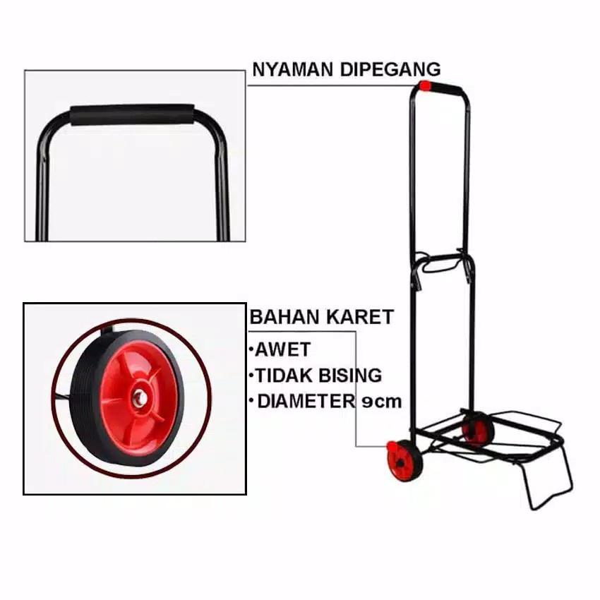 Troly Lipat Serbaguna -Trolley Barang Serbaguna Trolley Besi Lipat Bawa Galon Aqua