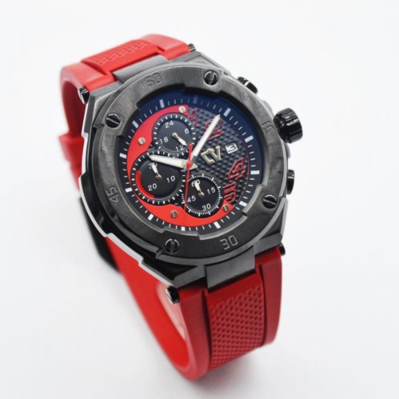JAM TANGAN PRIA CHRIST VERRA CV C 10508G-36 BLK/RED ORIGINAL