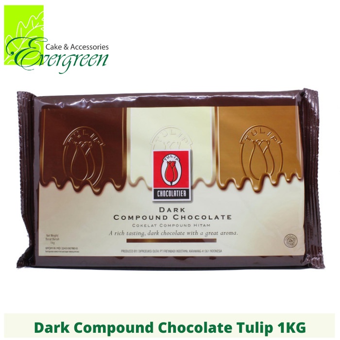 

Ht62D Dark Chocolate Compound 1Kg Coklat Dark Tulip Ht5Hh