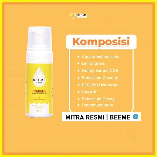 BEEME NATURAL SOAP 3 IN 1 WITH HONEY &amp; LEMONGRASS /  SABUN MANDI IBU DAN ANAK