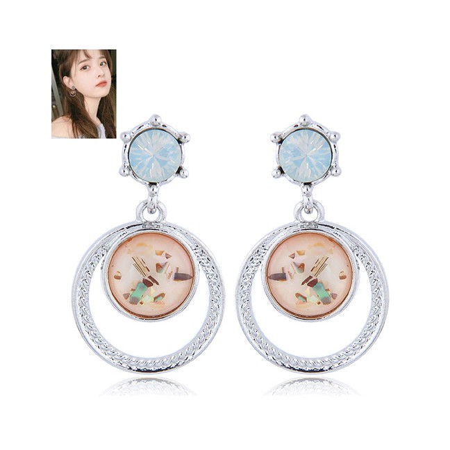 LRC Anting Tusuk Sweet Light Diamond Decorated Circular Ring Earrings A568XX