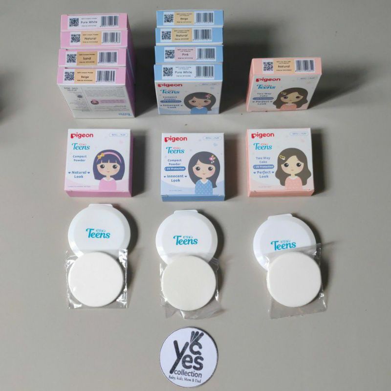 Pigeon compact powder teens two way cake 14g bedak padat tabur remaja squalane refill tempat anak