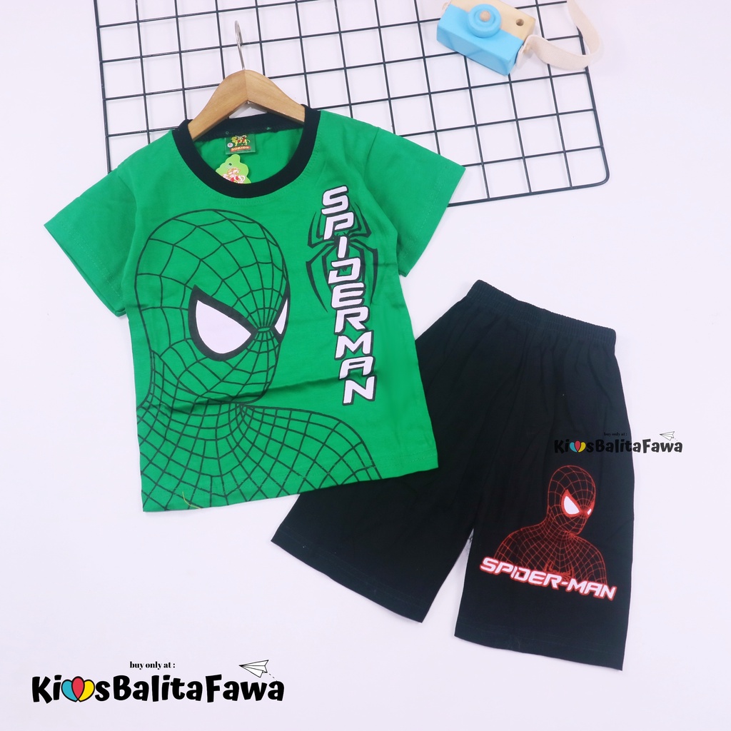 Setelan Pendek SuperHero Uk 9-10 Tahun / Kaos Murah Anak Laki Cowok Celana Pendek Baju Karakter