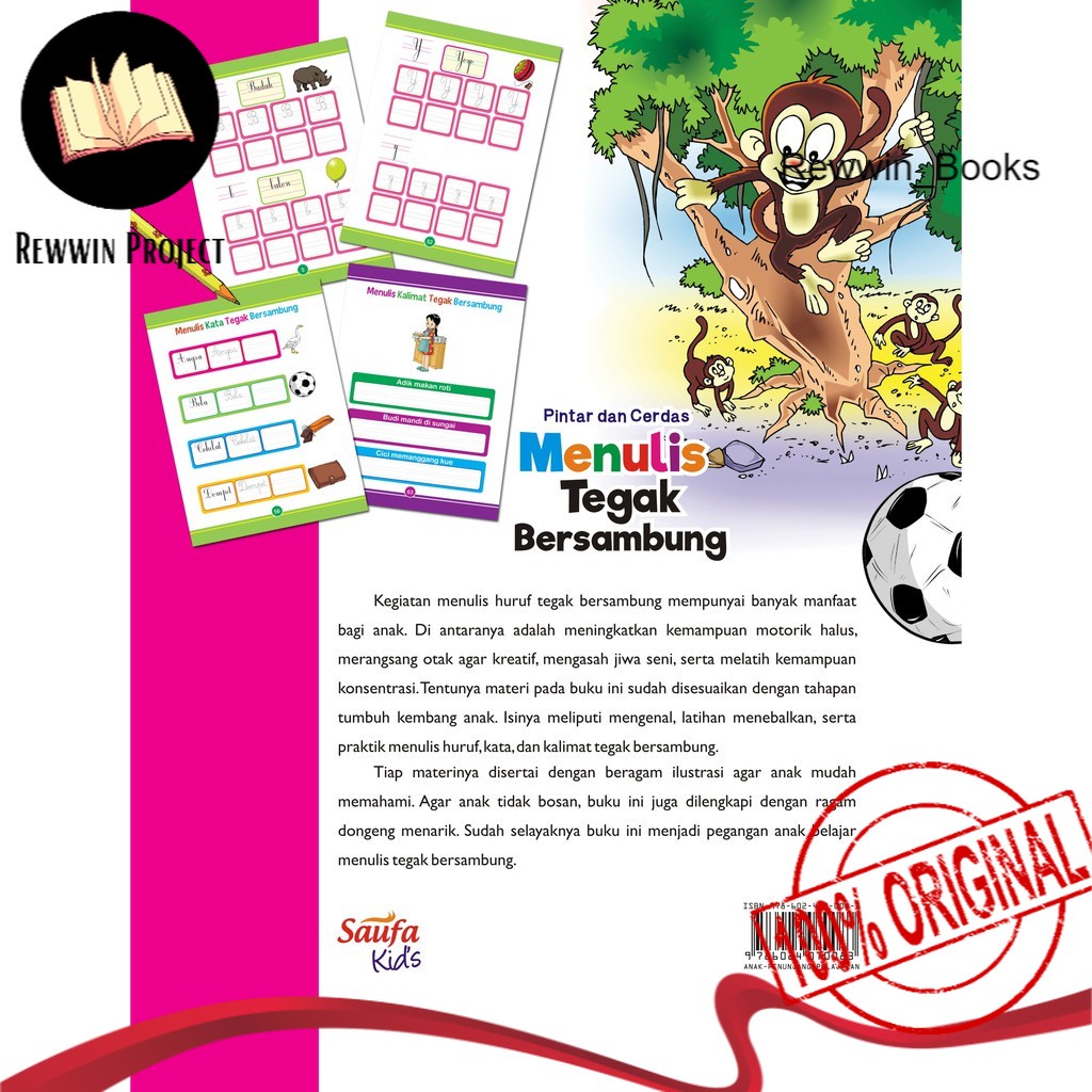 BUKU ORIGINAL - Buku Pintar dan Cerdas Menulis Tegak Bersambung Plus Cerita Menarik - LENGKAP - TERBAIK