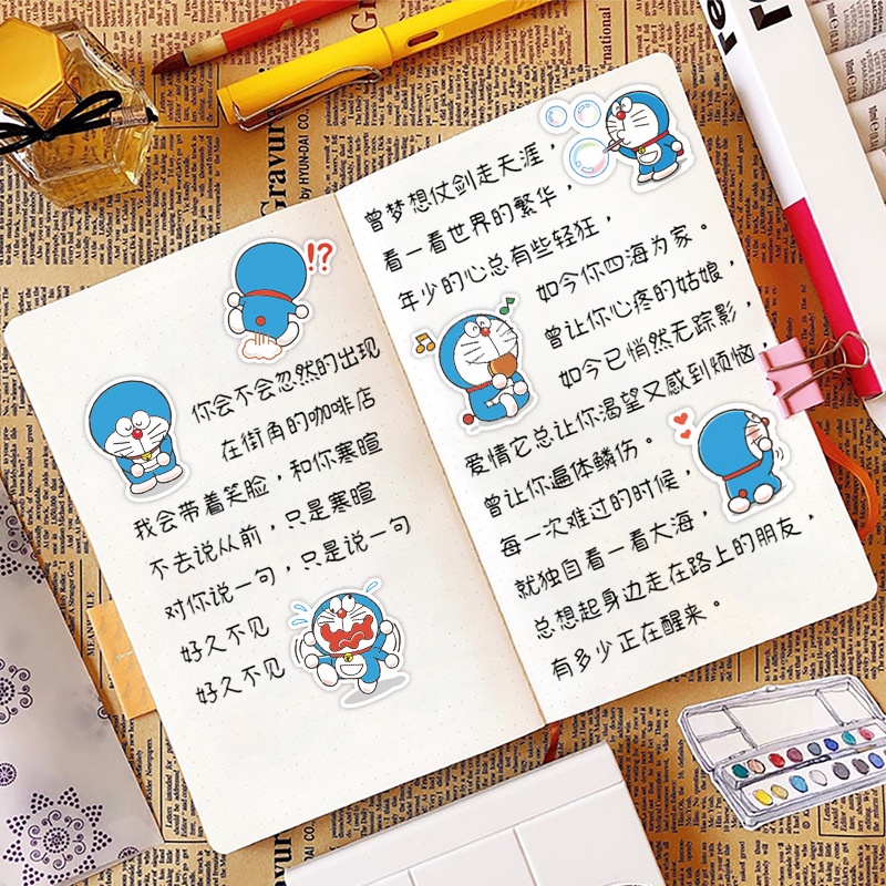 Pokonyan stiker DORAEMON air Cangkir anak-anak jurnal bahan lucu kartun ponsel case PVC Tangan Buku