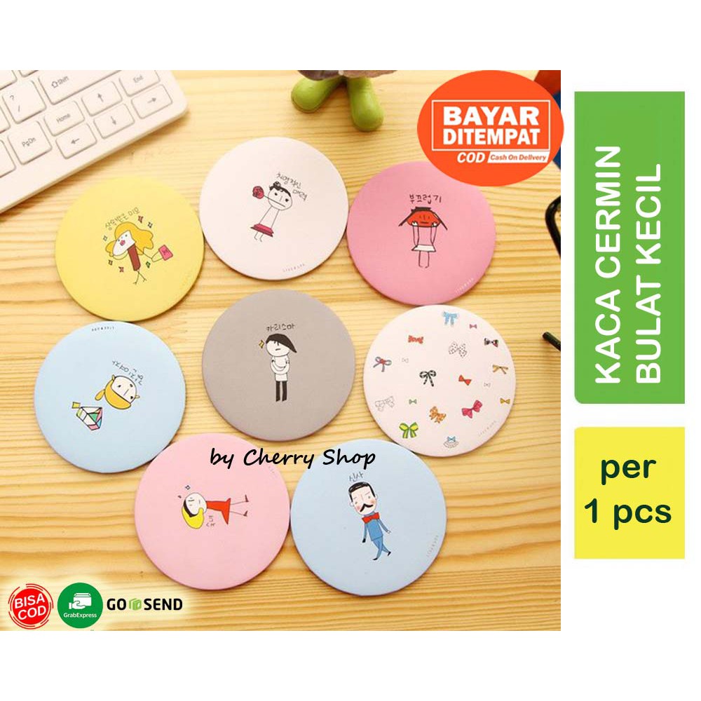 Cermin Kaca Bulat Kecil Dandan Rias Motif Kartun Lucu Murah Make Up Kosmetik By Cherry Shop