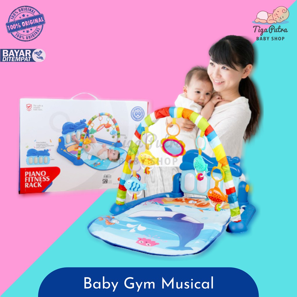 Playmat Baby Gym Musical Set Musik Bayi Matras Mainan Piano Karakter Rattle Playgym