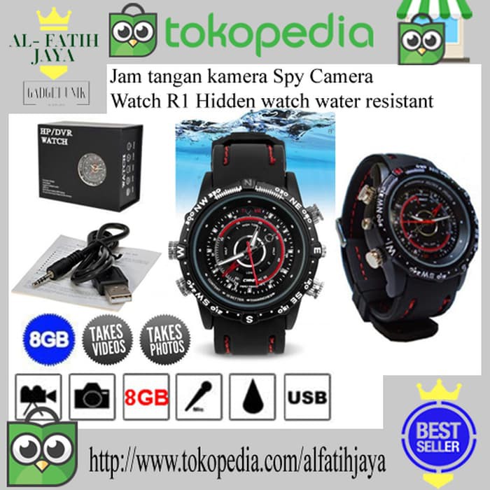 JUAL MURAH Jam tangan Pria Cowok Kamera keren Spy cam camera R1 Watch Original