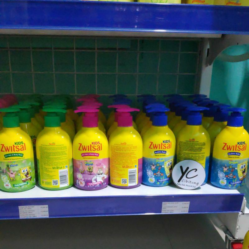 Zwitsal kids buble bath 2in1 Hair &amp; Body Wash Pump isi 280 Pink Soft Moisturizing Biru Clean Fresh Hijau Natural Nourishing Care