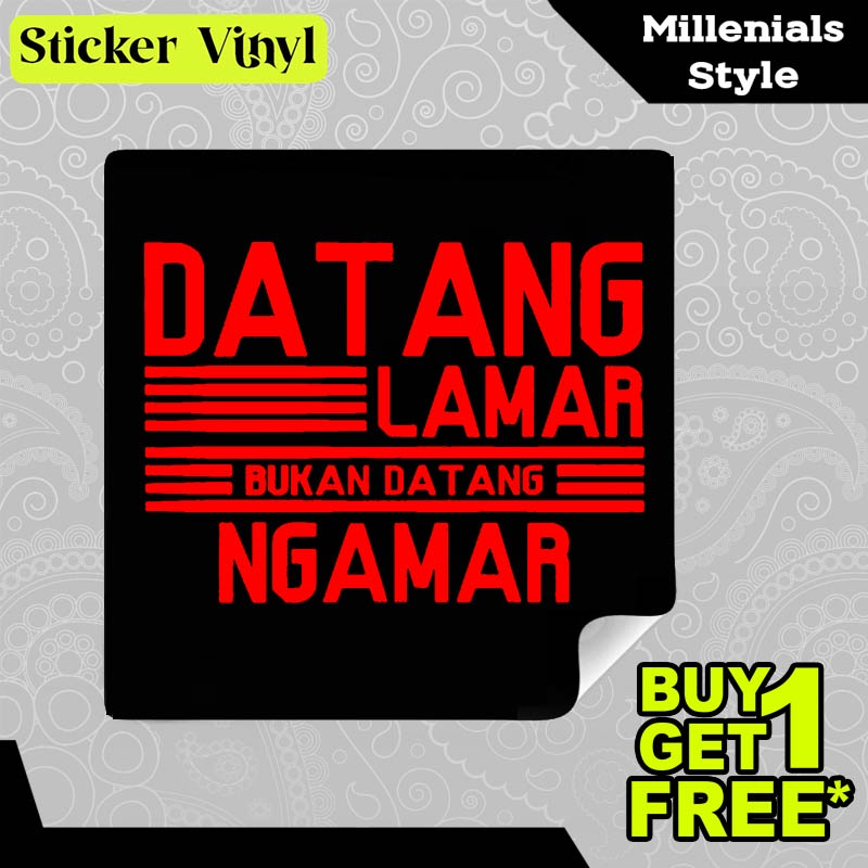 

Stiker Sticker Datang Lamar Bukan Datang Ngamar Desain Keren dan Kekinian Aesthetic Bahan Vinyl Satuan Anti Air