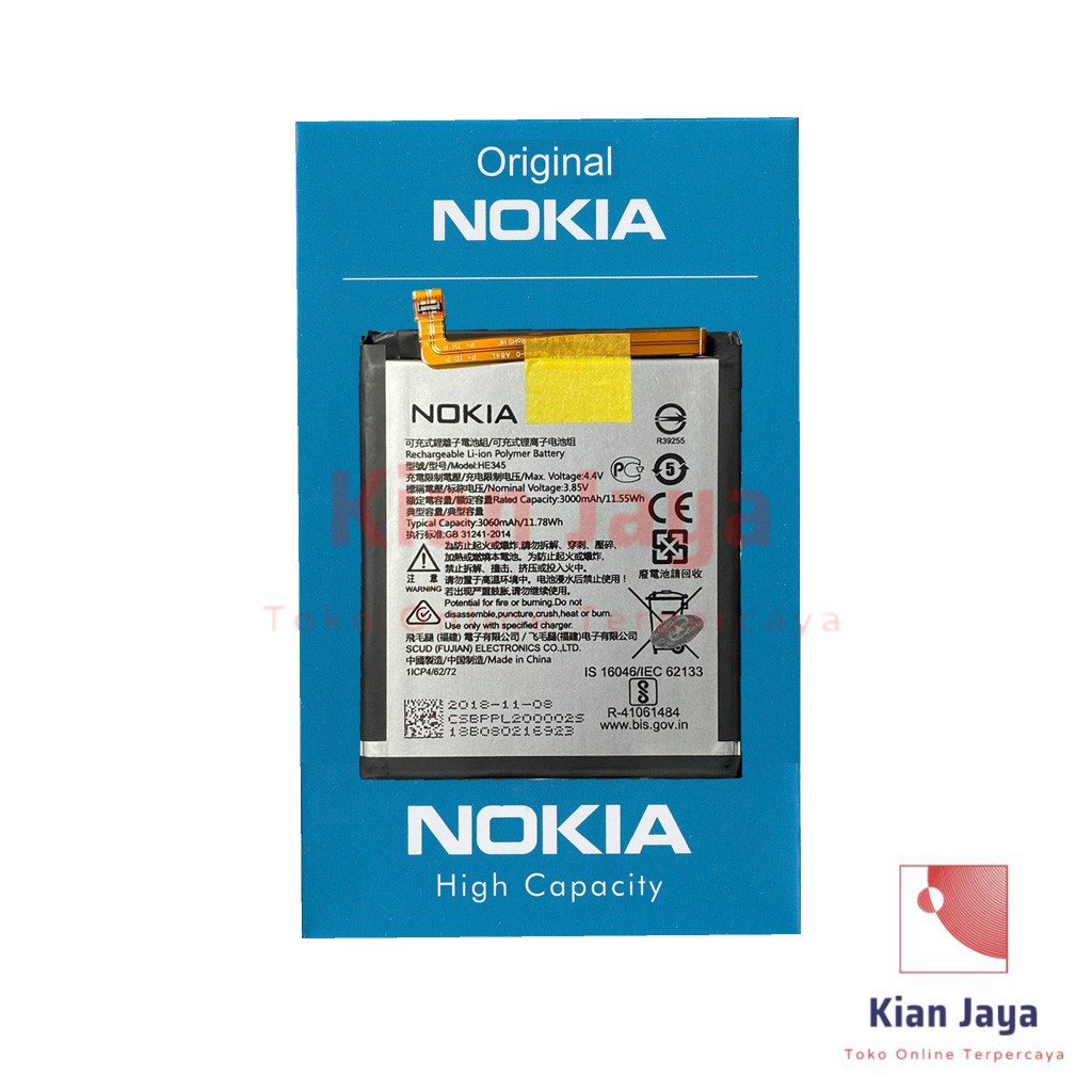 Baterai Original Nokia 5.1+ Plus / X5 / HE345 Batre Batrai Battery Hp 5.1 5,1 5,1+ 100% Ori